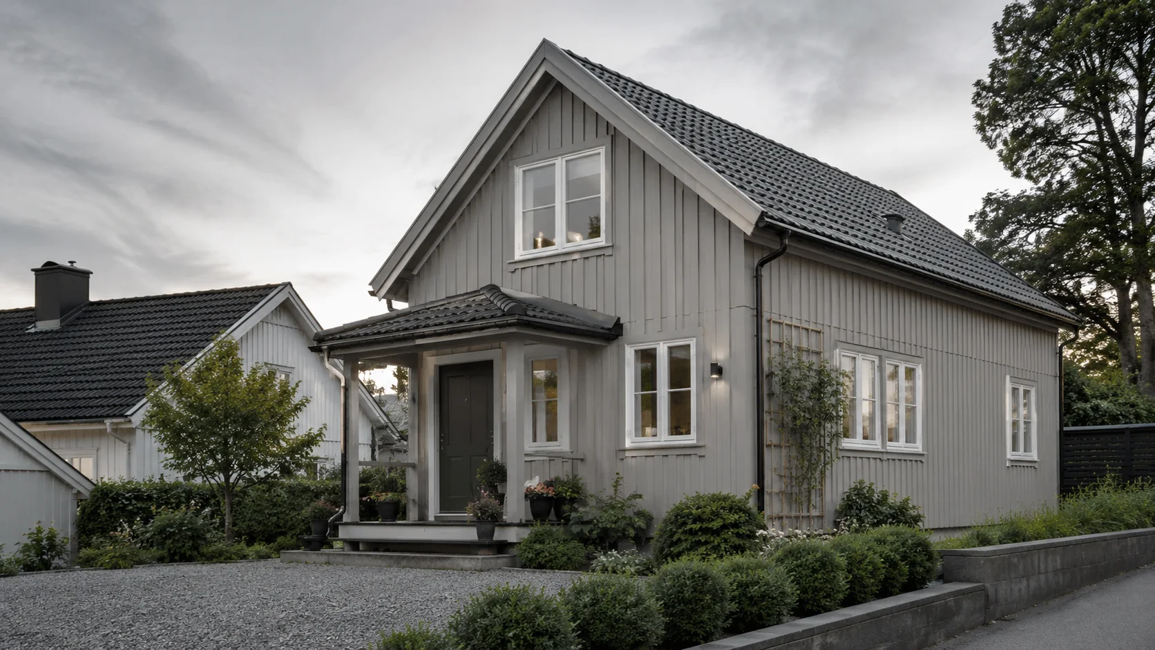 Renovated grey timber family house